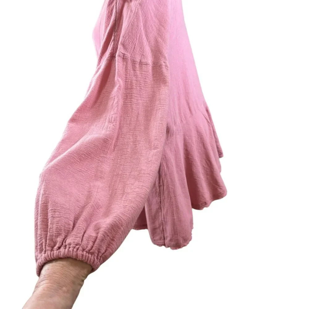 Free People Textured Peplum Hem Top in Dusty Rose Pink – Size M